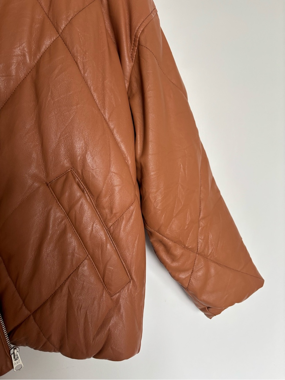 Abercrombie & Fitch Women's Diamond Puffer - Vegan Leather - Tan - Medium - Picture 7 of 12